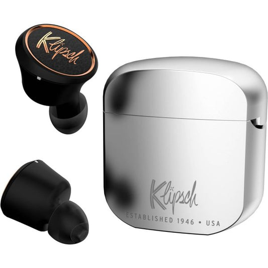 Klipsch T5 Silver Earbuds | Metal Case